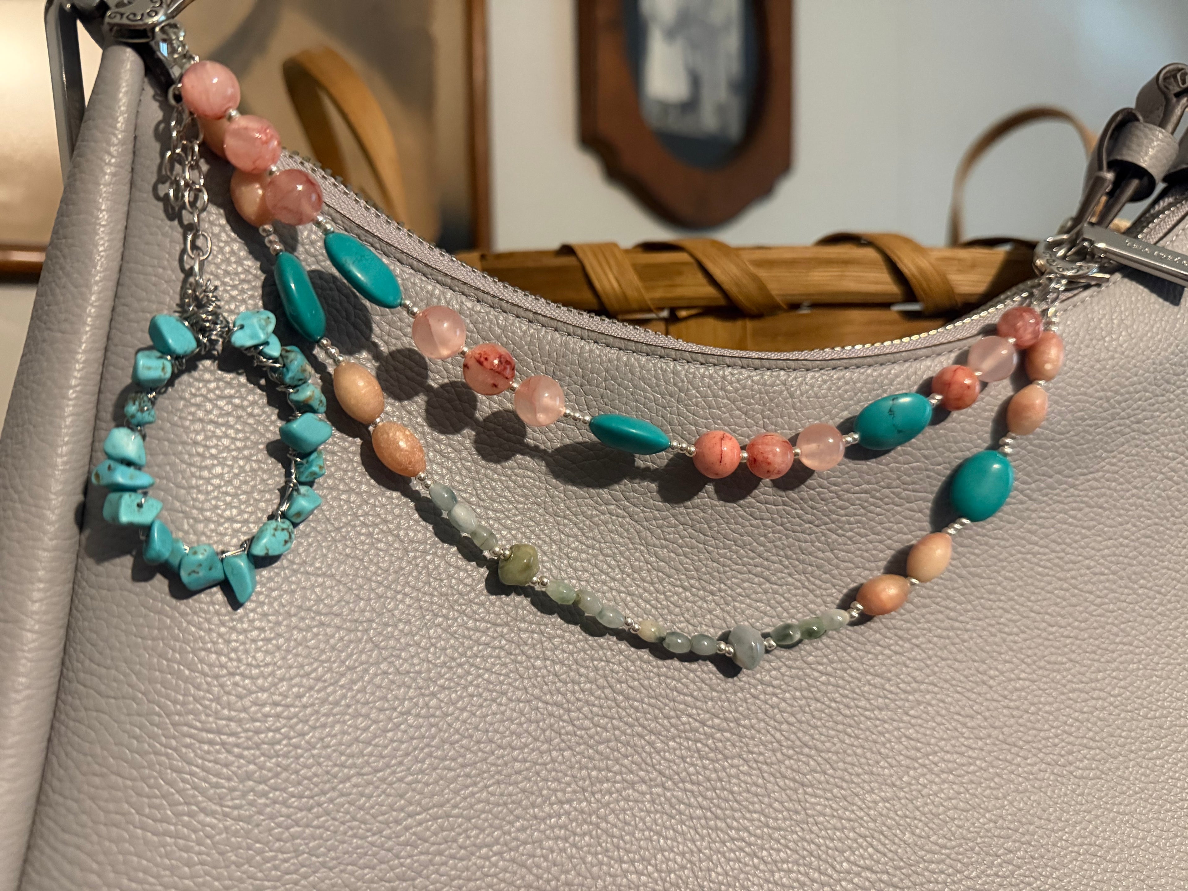 Pink and Blue Purse Charm
