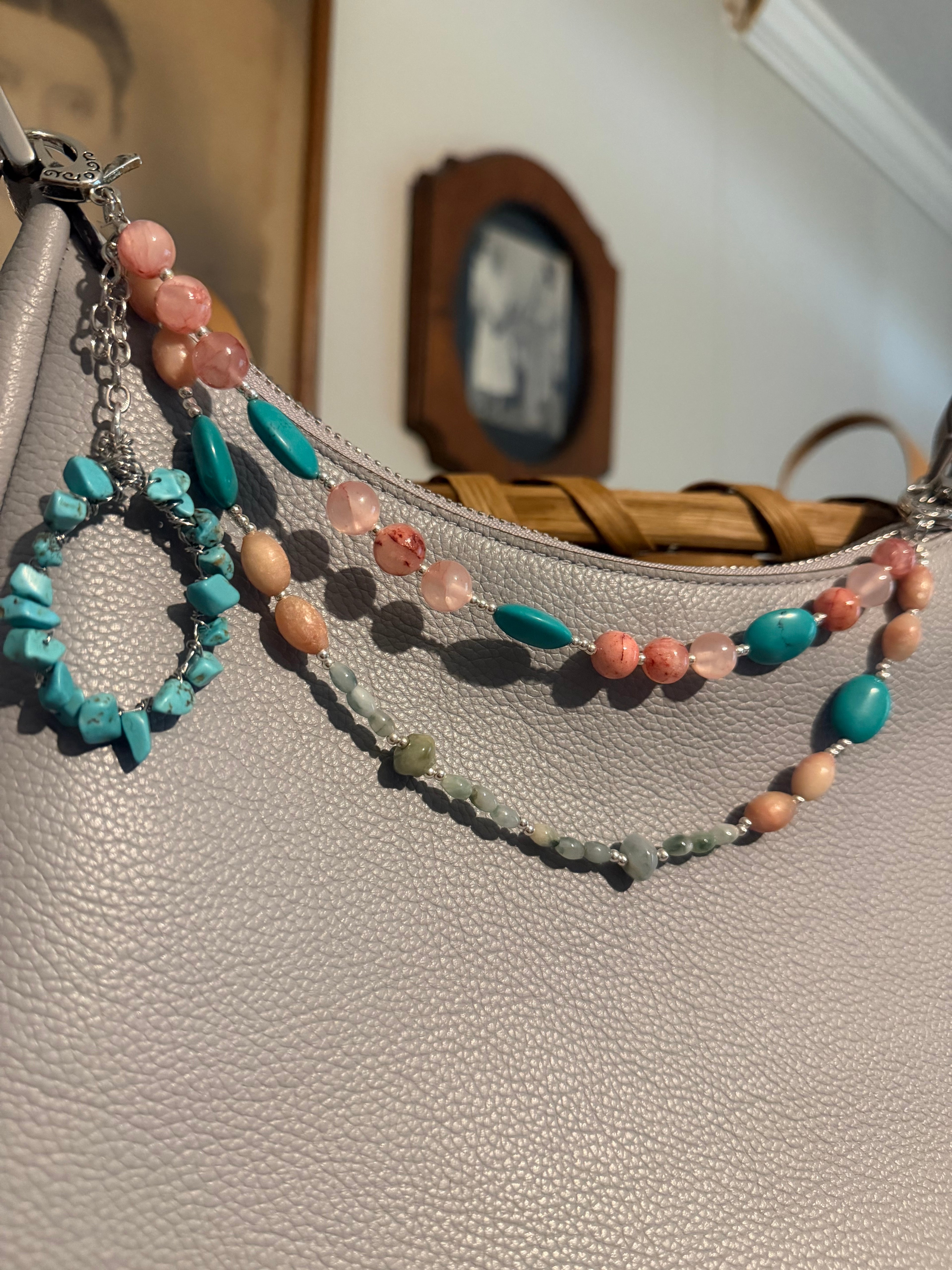 Pink and Blue Purse Charm