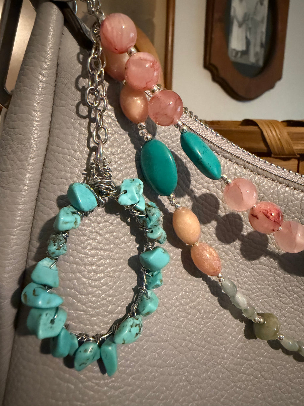 Pink and Blue Purse Charm